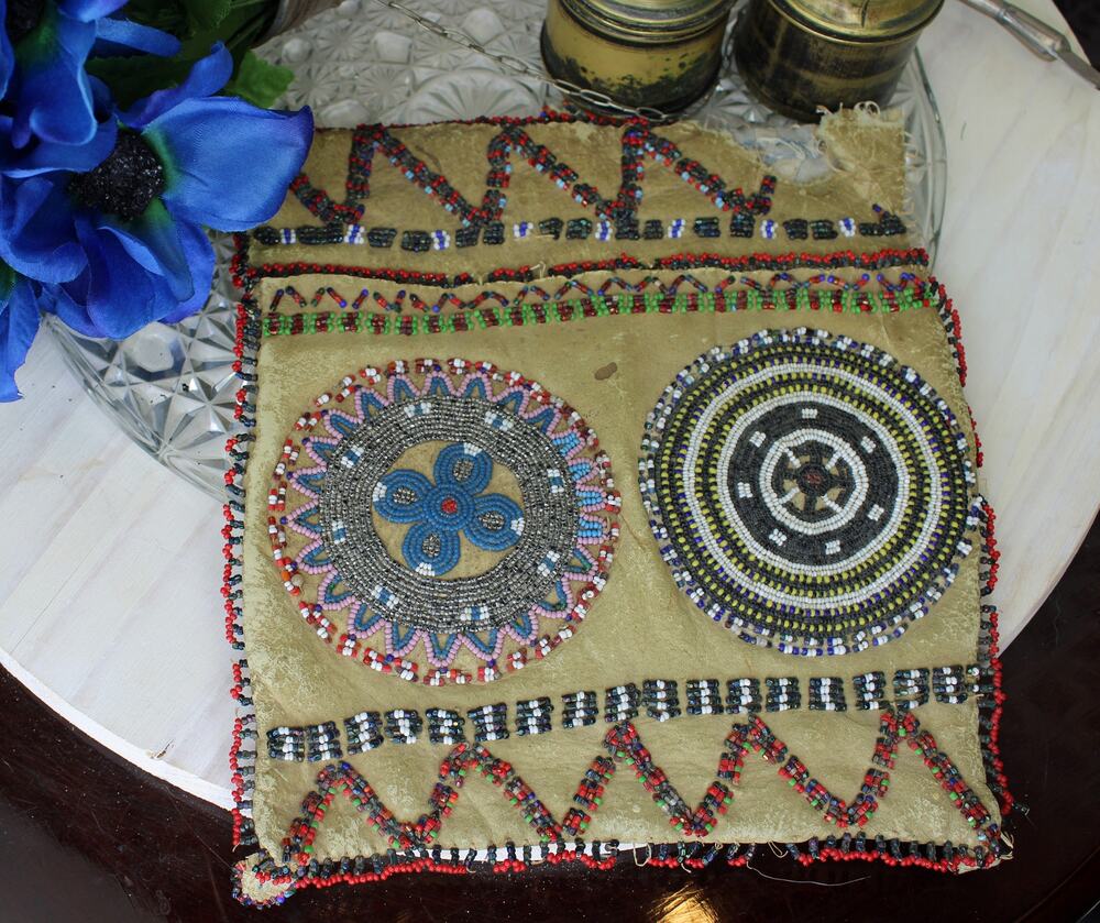 Antique 1930's Native American Beaded Leather Pouch